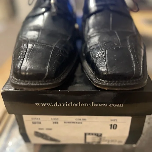 David Eden 100% Genuine Alligator Skin Men's Dress Derby Oxford Shoes Black 10M - Picture 6 of 13